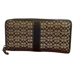 Black Signature CC Coach Zip Around Wallet